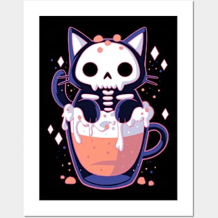 Cute Cat Drink Posters and Art